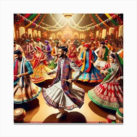 An Image Capturing The Vibrant Spirit Of Navratri With A Focus On Traditional Attire Canvas Print