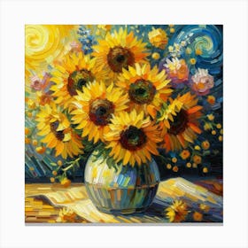 Sunflowers In A Vase 4 Canvas Print