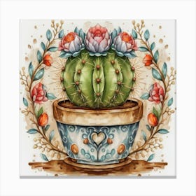 Cactus In A Pot 5 Canvas Print