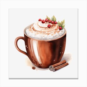 Coffee Cup With Whipped Cream And Cinnamon Canvas Print