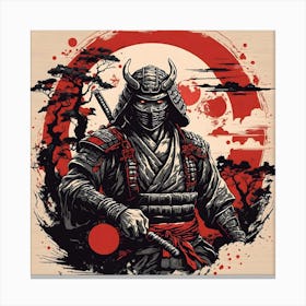 Samurai Wood Print Canvas Print