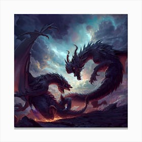 Two Dragons Fighting Canvas Print