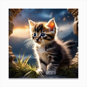 Kitten At Sunset Canvas Print