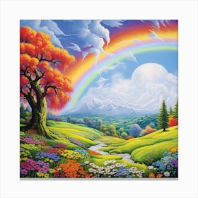 Rainbow Over The Valley Canvas Print