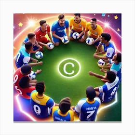 Soccer Players In A Circle Canvas Print
