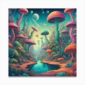 Psychedelic Mushrooms art print Canvas Print