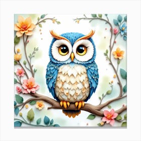 Owl On A Branch Canvas Print