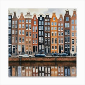 Amsterdam Houses Watercolor Art Print 3 Canvas Print