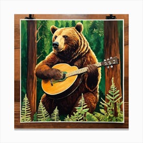 Brown Bear Playing Guitar 1 Canvas Print