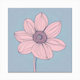 A White And Pink Flower In Minimalist Style Square Composition 492 Canvas Print