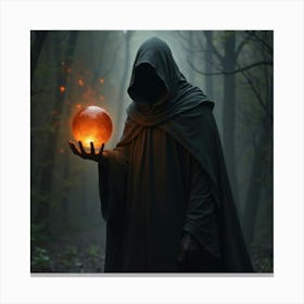 Shadowy Figure Holding A Glowing Orb Of Dark Magic 1 Canvas Print