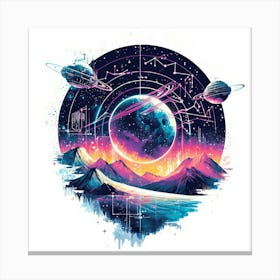 Space Tee.Generated AI. Wall Art Print 3 Canvas Print