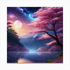 Cherry Blossoms In The Moonlight 1 Canvas Print