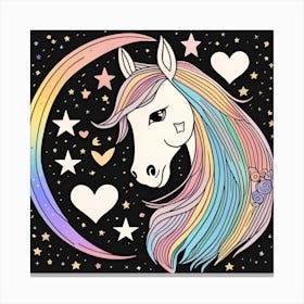 Unicorn With Stars And Hearts Canvas Print