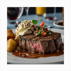 Steak And Potatoes Canvas Print