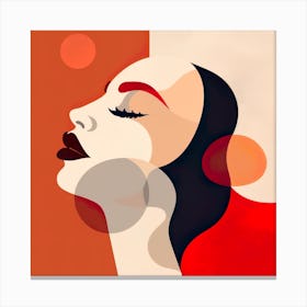 Woman's Face Abstract Art Red Warm Tones Canvas Print