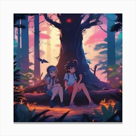 Two Girls In The Forest Canvas Print