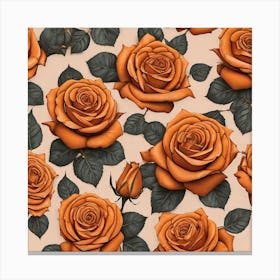 Orange Roses Seamless Pattern 4 Canvas Print