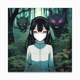 Mask Girl in The Woods Canvas Print