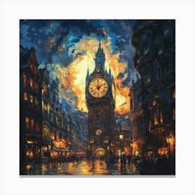 Big Ben At Night Art Canvas Print