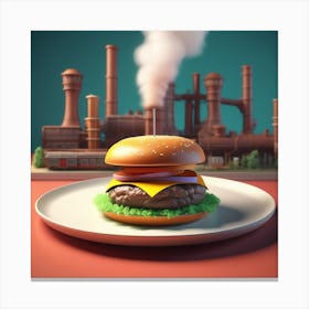 Burger In The Factory Canvas Print