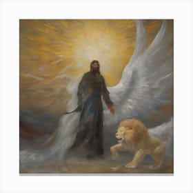 The Angel Of The Lord Protecting His Daughter, The Prowling Lion Enemy Of Darkness Vs Light & Daughter Of Yahweh Wan Gogh Impressionism Canvas Print