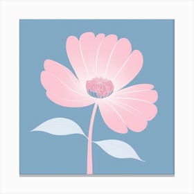 A White And Pink Flower In Minimalist Style Square Composition 349 Canvas Print