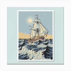 Sailing Ship In Rough Seas Canvas Print