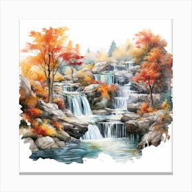 Waterfalls In Autumn Canvas Print