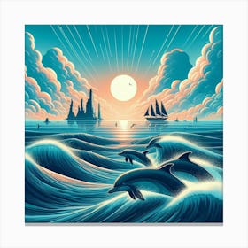 Dolphins In The Ocean 2 Canvas Print