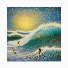 Surfers At Night Canvas Print