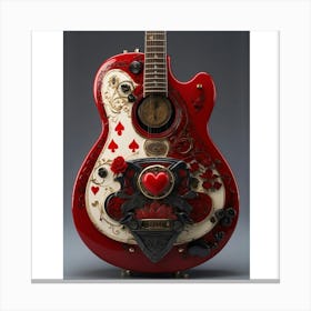 Heartstrings Monarchy: Queen of Hearts Guitar Elegance (1) Canvas Print