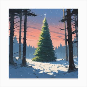 Christmas Tree In The Forest 16 Canvas Print