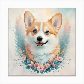 Corgi Puppy Pastel, Kids Wall Art Print 1 Canvas Print