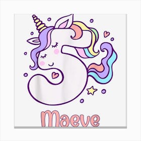 5th Birthday Girl Unicorn Lovers Maeve Birthday Daughter Gif Canvas Print