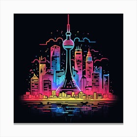 Neon City Skyline 1 Canvas Print