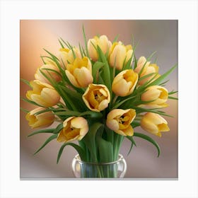Yellow Tulips In A Vase Canvas Print