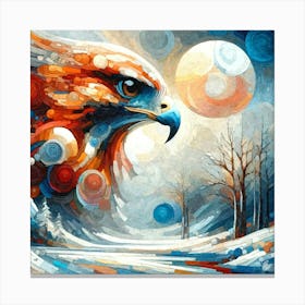 Oil Texture Abstract Hawk In Winter Sky3 Canvas Print
