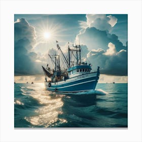 Fishing Boat In The Ocean 2 Canvas Print