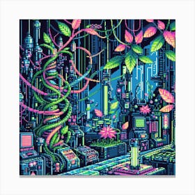 8-bit cybernetic jungle 3 Canvas Print