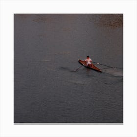 Rower - color photo photography square sport water man boat rowing Canvas Print