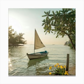 Sailboat On The Beach Canvas Print