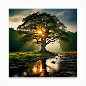 Solitary Sentinel In A Realm Where Time And Nature Have Conspired Canvas Print