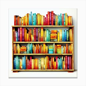 Colorful Bookshelf,A book shelf with books on the wall Canvas Print