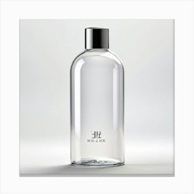 Transparent Glass Bottle Featuring Minimalistic Design Smooth Surface Subtle Reflection Of Ambient Canvas Print