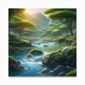River In The Forest 55 Canvas Print