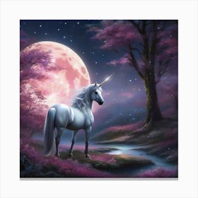 Unicorn In The Moonlight 1 Canvas Print