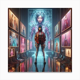 Woman In A Futuristic Setting Canvas Print