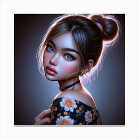 Portrait Of A Girl With Blue Eyes 1 Canvas Print