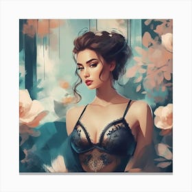 beautiful woman in lingerie and bra Canvas Print